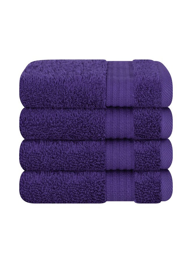 Cotton Paradise 100% Cotton Turkish Washcloths for Bathroom, 4 Piece Soft Absorbent Small Hand Face Towels Wash Rags for Body, Purple Wash Cloths  - Image 1