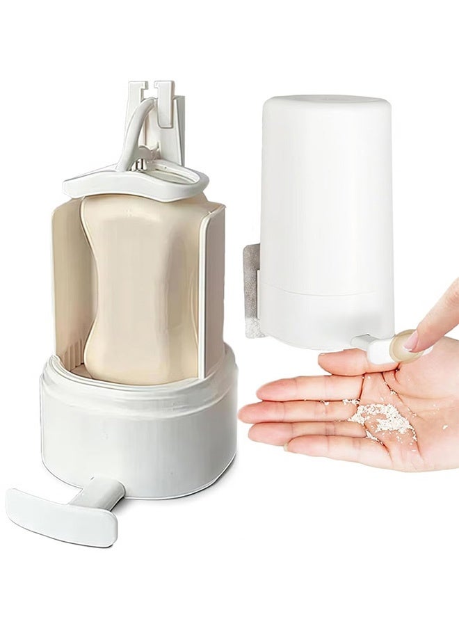 جمورو مطحنة صابون لصابون البار، موزع صابون بار مثبت على الحائط، مسحوق الصابون قابل للتعديل من حيث الخشونة والنعومة، طبق صابون مقاوم للماء بدون حفر، مناسب للسفر والمطبخ والحمام والفندق - Image 1