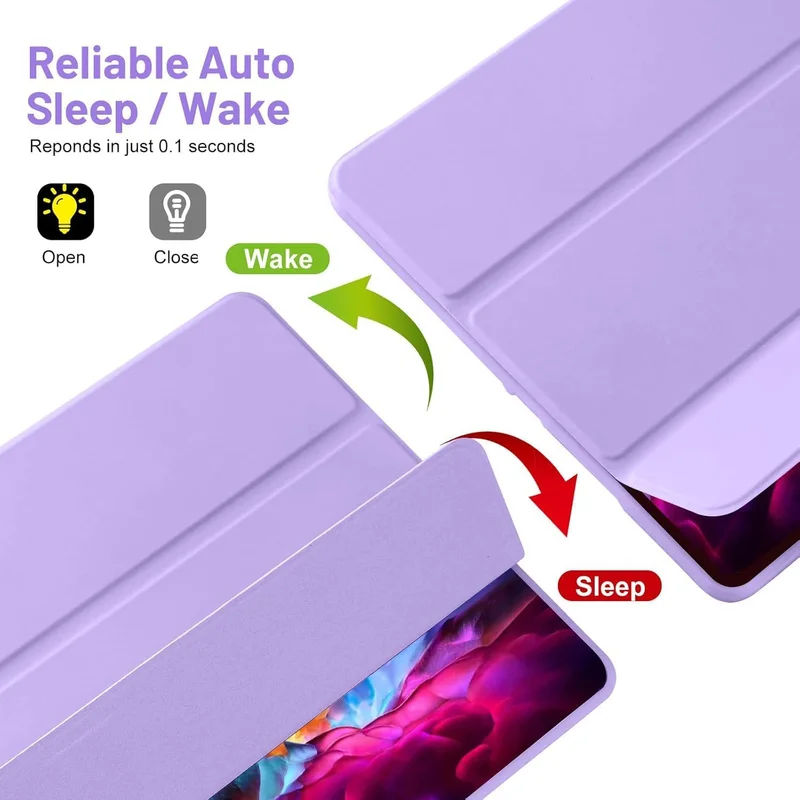 Bluepeak Purple iPad 10.2 Case Compatible with iPad 9th/8th/7th Generation – Trifold Stand Protective Cover with Pencil Holder, Auto Sleep/Wake, Smart Case - Purple  | Best Price UAE