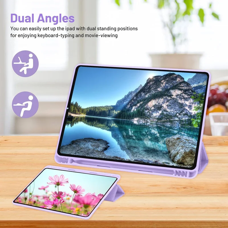 Bluepeak Purple iPad 10.2 Case Compatible with iPad 9th/8th/7th Generation – Trifold Stand Protective Cover with Pencil Holder, Auto Sleep/Wake, Smart Case - Purple  | Best Price UAE