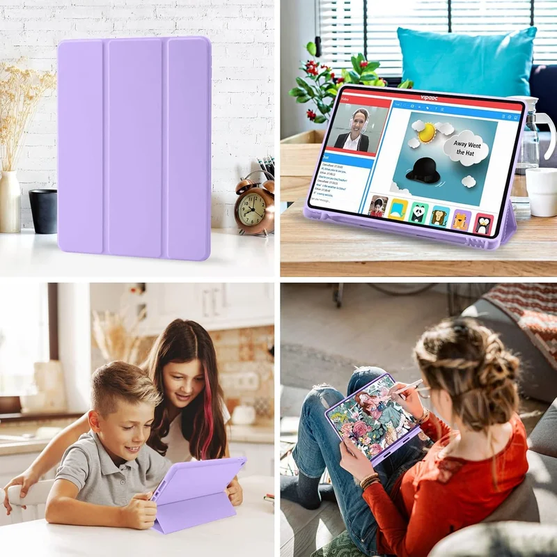 Bluepeak Purple iPad 10.2 Case Compatible with iPad 9th/8th/7th Generation – Trifold Stand Protective Cover with Pencil Holder, Auto Sleep/Wake, Smart Case - Purple  | Best Price UAE