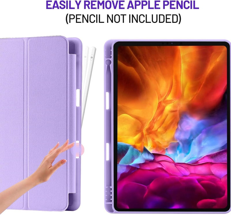 بلو بيك جراب iPad 10.2 متوافق مع الجيل التاسع/الثامن/السابع من iPad - غطاء حماية ثلاثي الطي مع حامل قلم، خاصية التشغيل/الإيقاف التلقائي، جراب ذكي - بنفسجي - Image 2