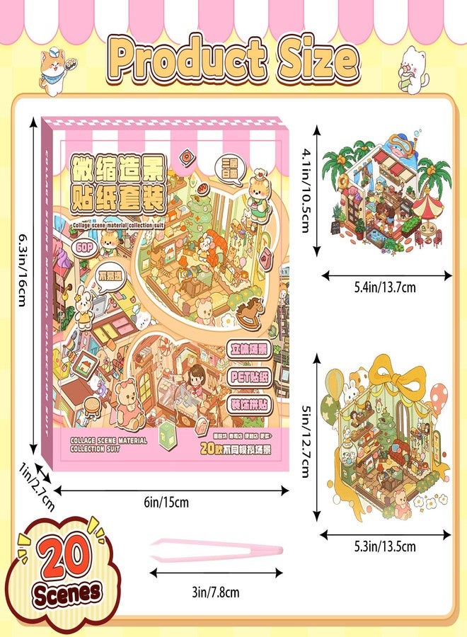 Bsenhe 20 Sets DIY 3D Sticker Scene, Sticker Collection Book Make Your Own Shop House Crafts for Adults Therapy for Relief Stress Pass The Time Gift for Girls Boys (Drink) - Image 2