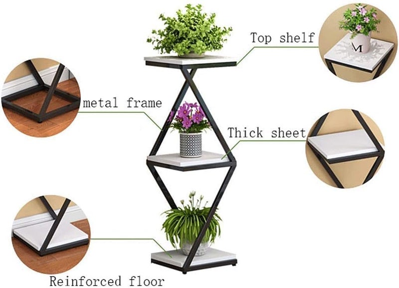 DDS Dream Decor Shoppee 2 Tier 2 Potted Iron-Wood Plant Stand, Flower Pot Holder Shelf for Indoor Outdoor Planter Stand (GOLDEN BLACK) - Image 2