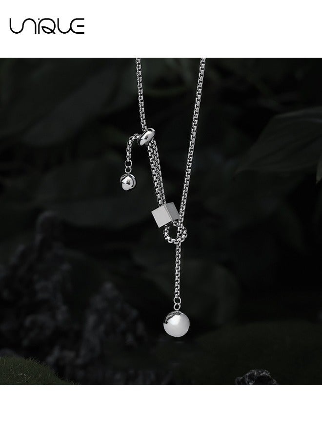 يونيك قلادة - قلادة تيتانيوم مربعة - قلادة بسيطة - قلادة قابلة للتعديل - أنيقة ومتعددة الاستخدامات معطف الترنش اكسسوارات سترة - Image 4