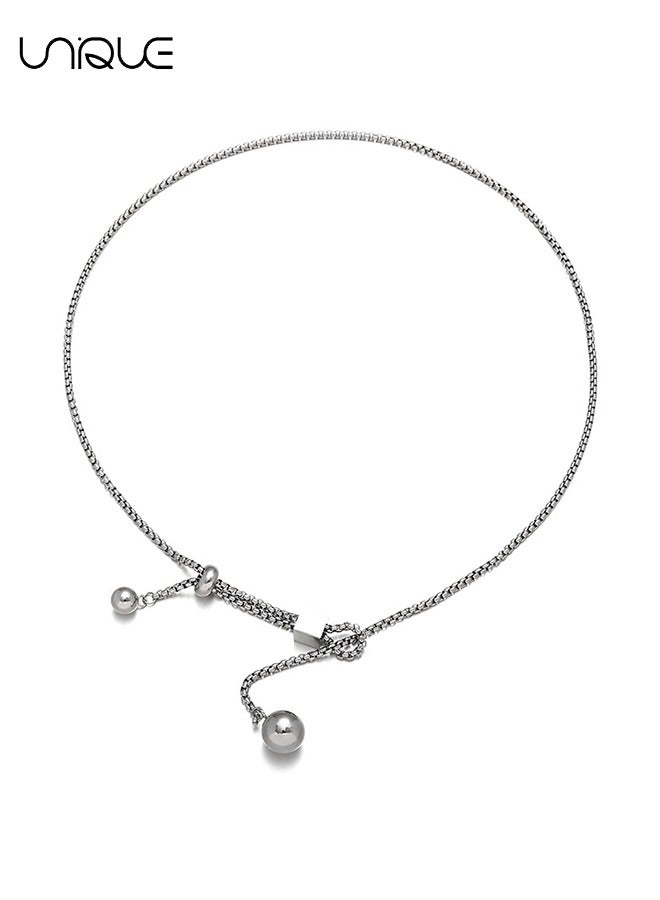 يونيك قلادة - قلادة تيتانيوم مربعة - قلادة بسيطة - قلادة قابلة للتعديل - أنيقة ومتعددة الاستخدامات معطف الترنش اكسسوارات سترة - Image 1