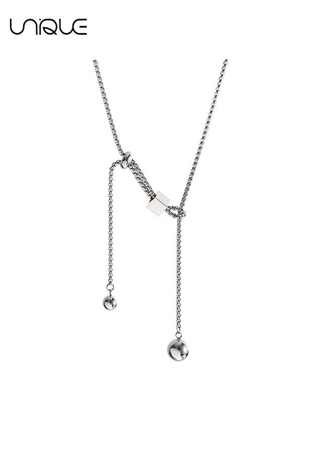 يونيك قلادة - قلادة تيتانيوم مربعة - قلادة بسيطة - قلادة قابلة للتعديل - أنيقة ومتعددة الاستخدامات معطف الترنش اكسسوارات سترة - Image 2