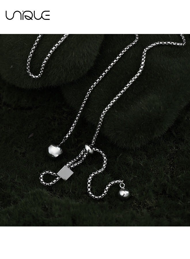 يونيك قلادة - قلادة تيتانيوم مربعة - قلادة بسيطة - قلادة قابلة للتعديل - أنيقة ومتعددة الاستخدامات معطف الترنش اكسسوارات سترة - Image 3