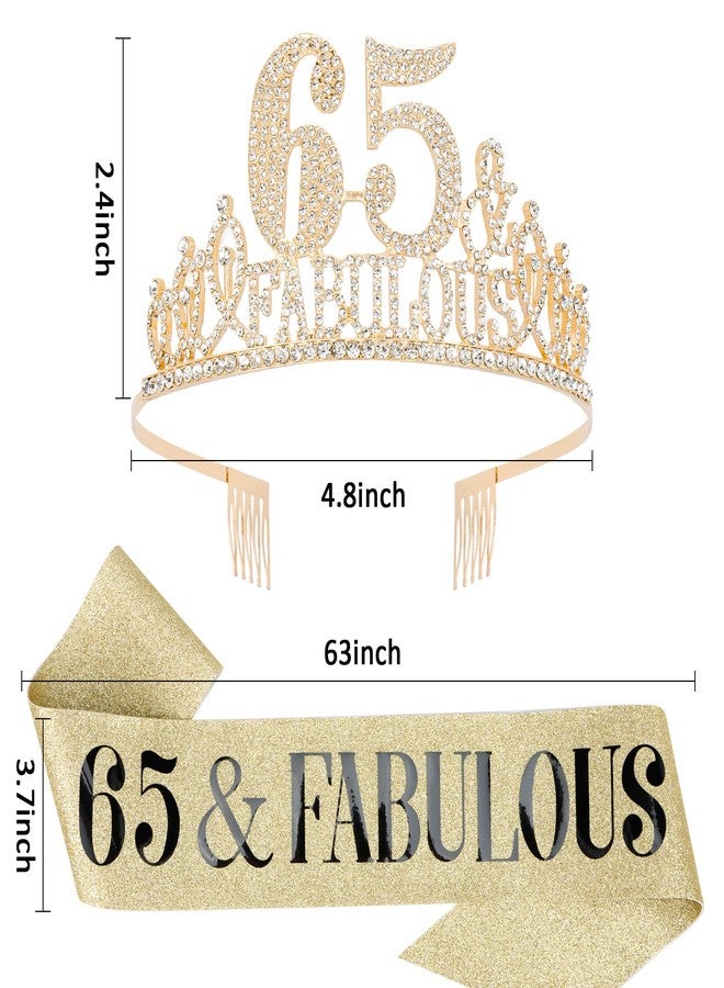 Hapdoo 65th Birthday Decorations, 65th Birthday Sash and Tiara for Women, Happy 65th Birthday Decorations for Women, 65 and Fabulous Birthday Decorations - Image 3