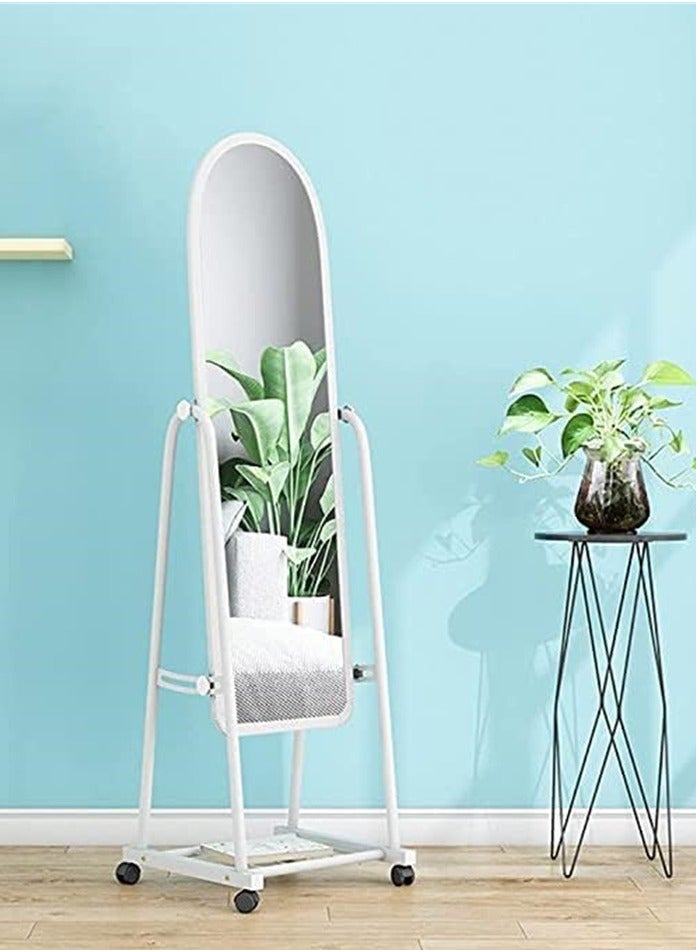 Full Length Mirror With Stand And Wheels 40 Cm X 31 Cm X 152 Cm White  - Image 1