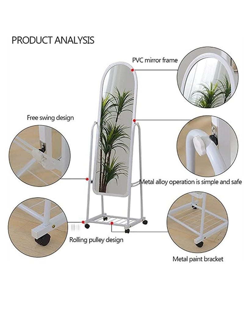 Full Length Mirror With Stand And Wheels 40 Cm X 31 Cm X 152 Cm White  - Image 5