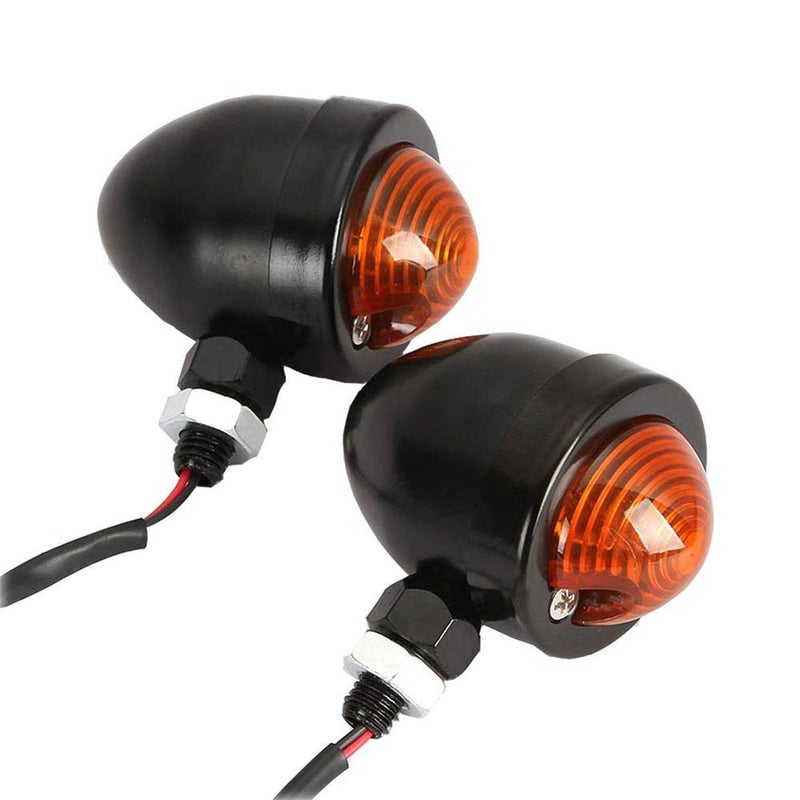 Motorcycle Turn Signals 2pcs Chrome Front Rear Turn Signals 12V with Bullet Shape and Amber Lights Fit Universal Fit for Harley Honda Yamaha Dukati Suzuki Kawasaki