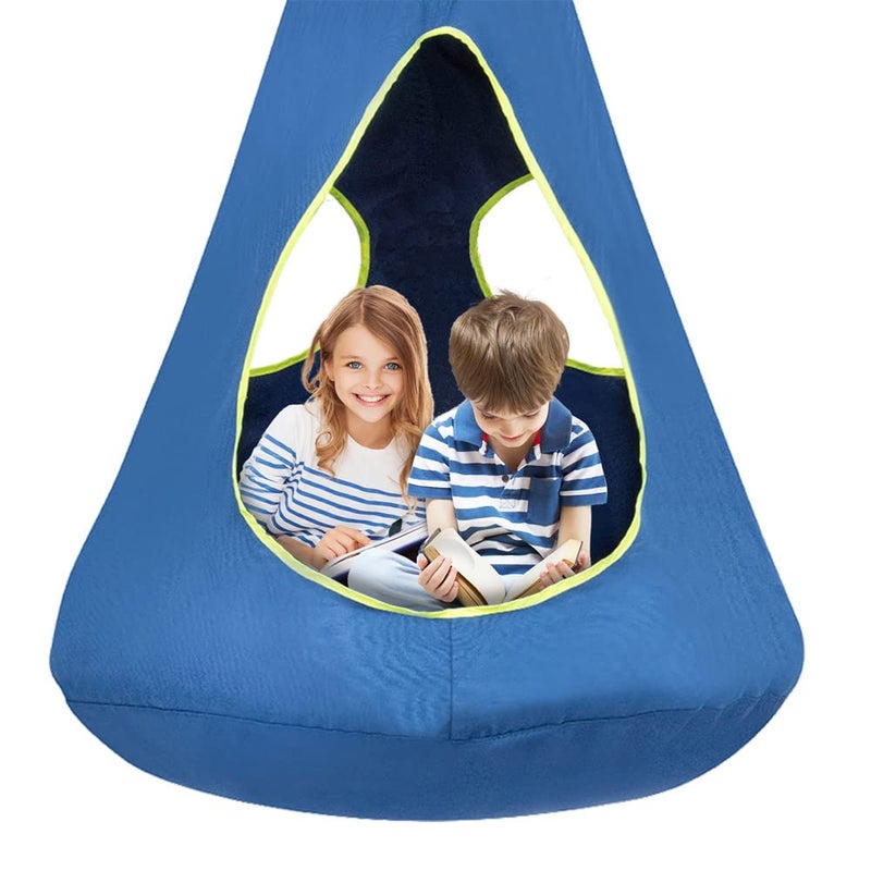SUCHDECO Kids Nest Swing Chair, Hanging Hammock Chair Nest Hammock Swing Chair for Outdoor and Indoor(32" D x 52" H),Detachable Play Tent Swing for Child Sensory Swing for Kids Age from 3-12 Years(Blue) - Image 1