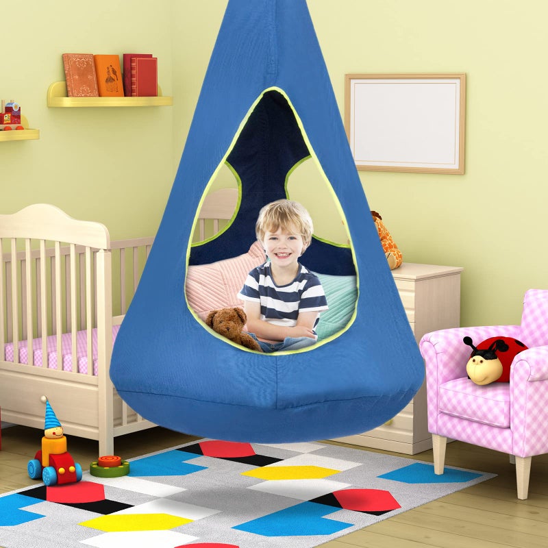 SUCHDECO Kids Nest Swing Chair, Hanging Hammock Chair Nest Hammock Swing Chair for Outdoor and Indoor(32" D x 52" H),Detachable Play Tent Swing for Child Sensory Swing for Kids Age from 3-12 Years(Blue) - Image 3