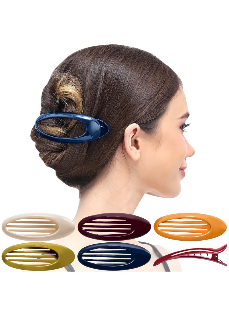 RC ROCHE ORNAMENT - RC ROCHE ORNAMENT 6 Pcs Lay Flat Claw Hair Clips Women Curved Side Opening Slide Comb Strong Hold No Slip Grip Alligator Clamp French Barrette Thin Hair, Large Classic Multicolor - Image 1