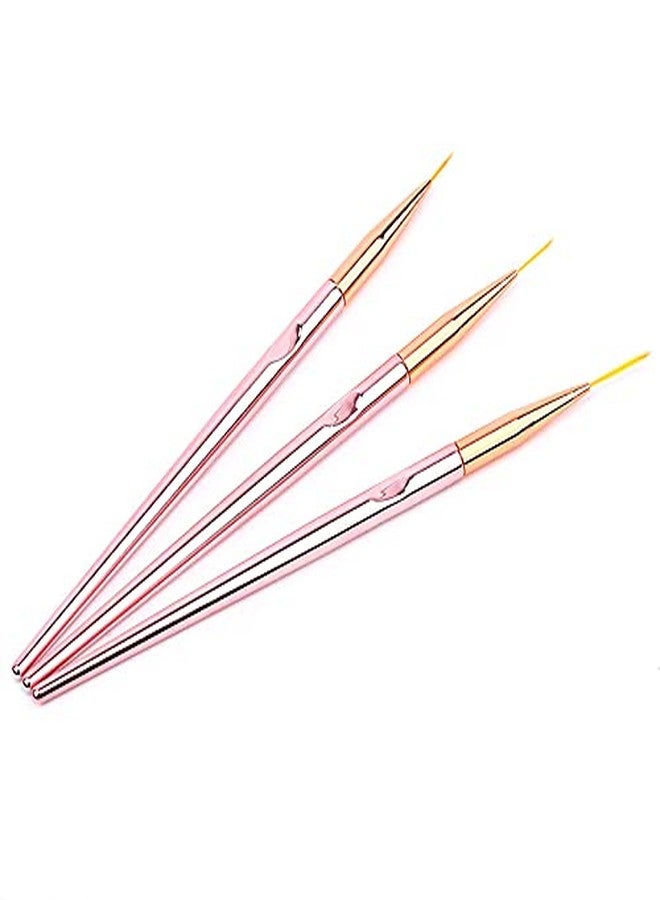 FULINJOY 3 Pcs Rose Gold Nail Art Liner Brushes Set, UV Gel Acrylic Application Nail Pens Nail Art Designs Tools(7mm/9mm/11mm) - Image 4