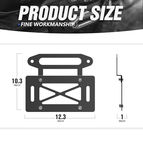 YZONA Winch License Plate Frame Compatible with 10" Hawse Fairlead, Universal Front License Bracket Holder Relocation, Bumper Winch Mount Roller, Fit for Most Pickup Trucks, Off-Road Cars and SUVs - Image 4