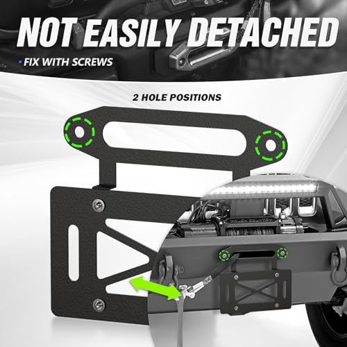 YZONA Winch License Plate Frame Compatible with 10" Hawse Fairlead, Universal Front License Bracket Holder Relocation, Bumper Winch Mount Roller, Fit for Most Pickup Trucks, Off-Road Cars and SUVs - Image 2