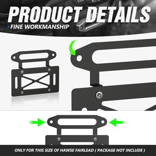 YZONA Winch License Plate Frame Compatible with 10" Hawse Fairlead, Universal Front License Bracket Holder Relocation, Bumper Winch Mount Roller, Fit for Most Pickup Trucks, Off-Road Cars and SUVs - Image 3