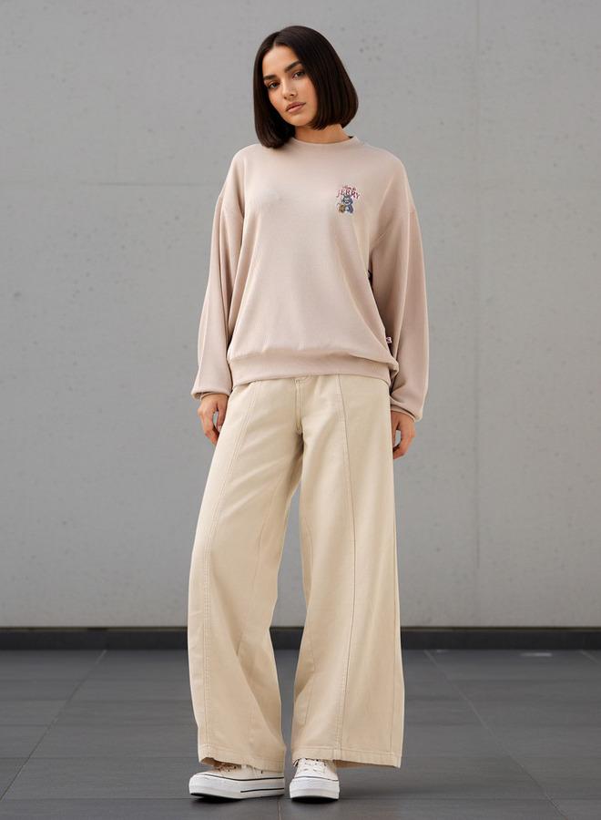 SP Characters Oversized Sweatshirt with Tom and Jerry Embroidery Detail - Image 2