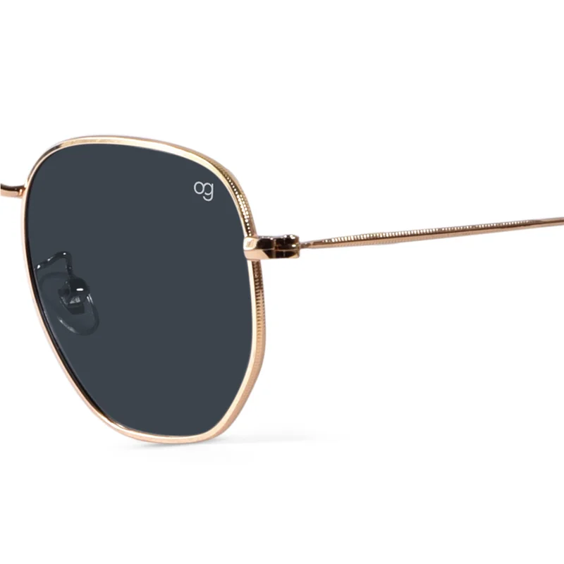 Woggles Golden Polarized Hexagonal Sunglasses