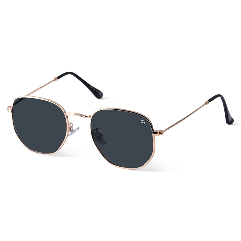 Woggles Golden Polarized Hexagonal Sunglasses