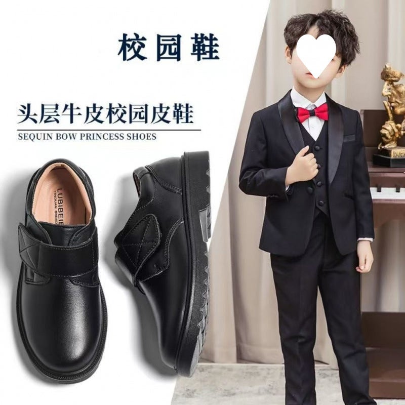 أحذية جلدية للأولاد، جلد طبيعي ناعم الأداء، أحذية طلاب بريطانيين سوداء جديدة للأولاد في سن المراهقة وما فوق، - Image 4
