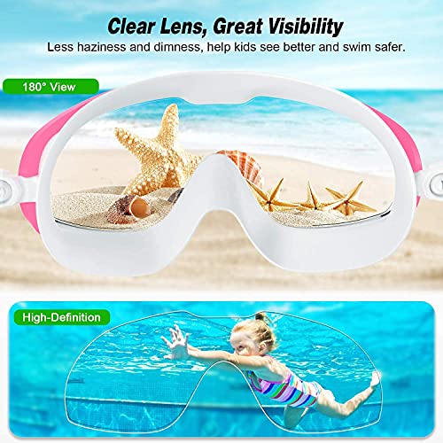 Dravizon Swimming Goggles Comfortable Silicone Large Frame Swim Glasses Anti-Fog Uv Men Women Swim Mask Waterproof For Men, Women, Junior, Adults（Transparent White - Image 5