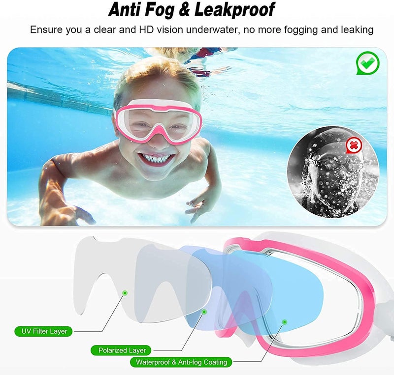 Dravizon Swimming Goggles Comfortable Silicone Large Frame Swim Glasses Anti-Fog Uv Men Women Swim Mask Waterproof For Men, Women, Junior, Adults（Transparent White - Image 4