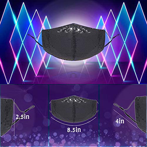 UOUDIO Rhinestone Crystal Face Mask， Masquerade Fashion Bling Mask for Women，Reusable Face Mask，Washable Face Mask，Diamond Sparkling ((Silver, Champagne, and black) - Image 5