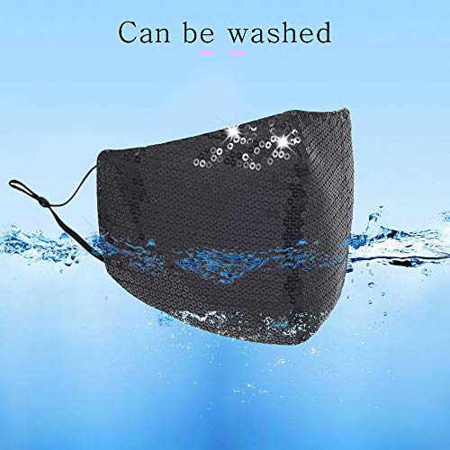 UOUDIO Rhinestone Crystal Face Mask， Masquerade Fashion Bling Mask for Women，Reusable Face Mask，Washable Face Mask，Diamond Sparkling ((Silver, Champagne, and black) - Image 4
