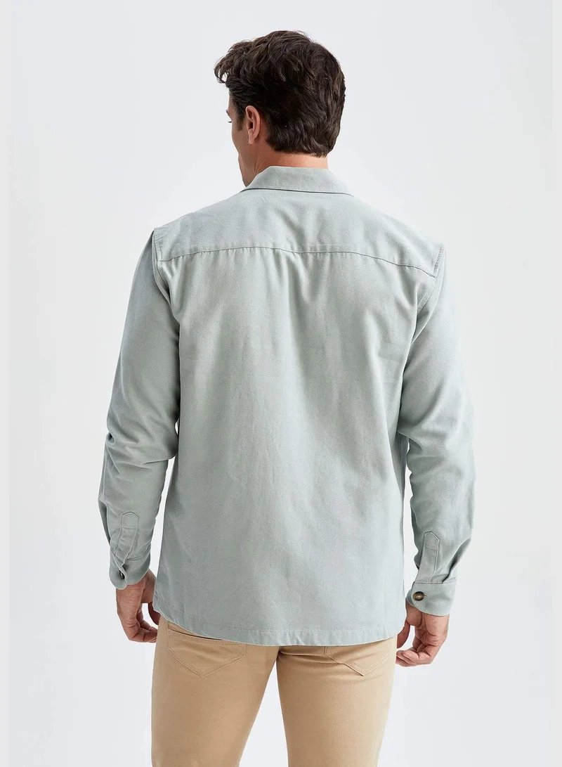 DeFacto Man Regular Fit Polo Neck Woven Long Sleeve Shirt