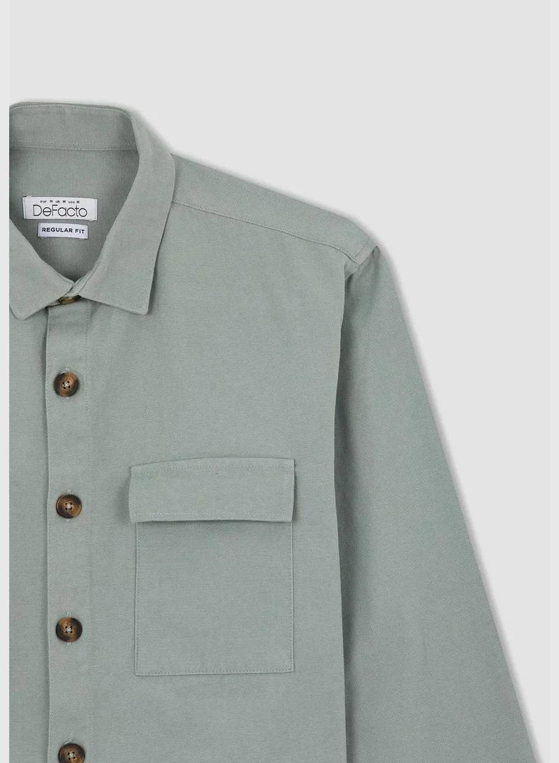 DeFacto Man Regular Fit Polo Neck Woven Long Sleeve Shirt