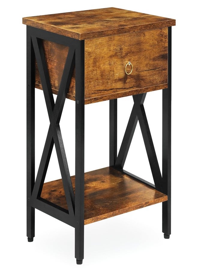 JMLHMXC Nightstands Industrial Bedside End Tables with Drawer and Storage Shelf,Small Side Table for Bedroom, Living Room, Sofa Couch,Brown - Image 2