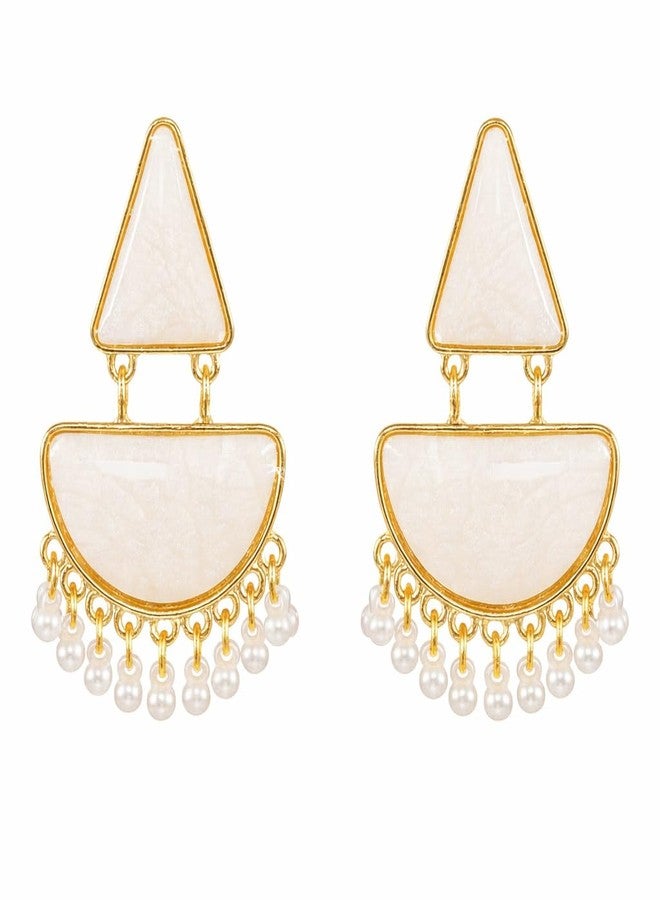 AMAAL Heart Drop Dangler Korean Pearl Earrings set for Women Wedding Girls Ladies | Western Earing Love | Moti Stylish Ear Rings Jewellery for woman | Valentine Gift for Girlfriend couple -385 - Image 1