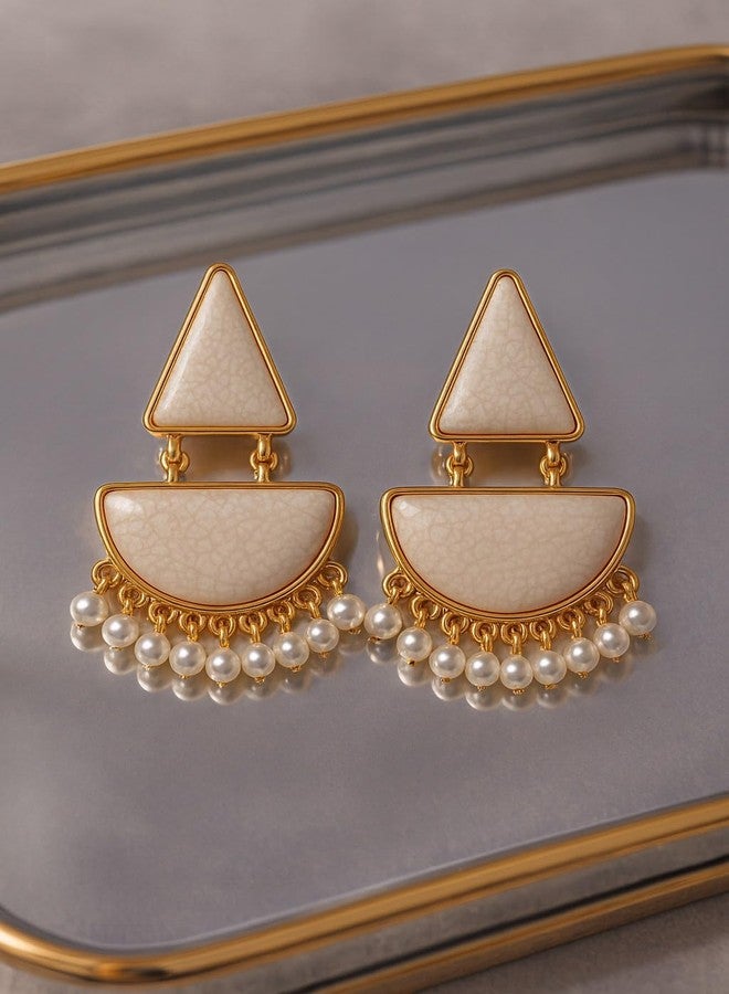 AMAAL Heart Drop Dangler Korean Pearl Earrings set for Women Wedding Girls Ladies | Western Earing Love | Moti Stylish Ear Rings Jewellery for woman | Valentine Gift for Girlfriend couple -385 - Image 5