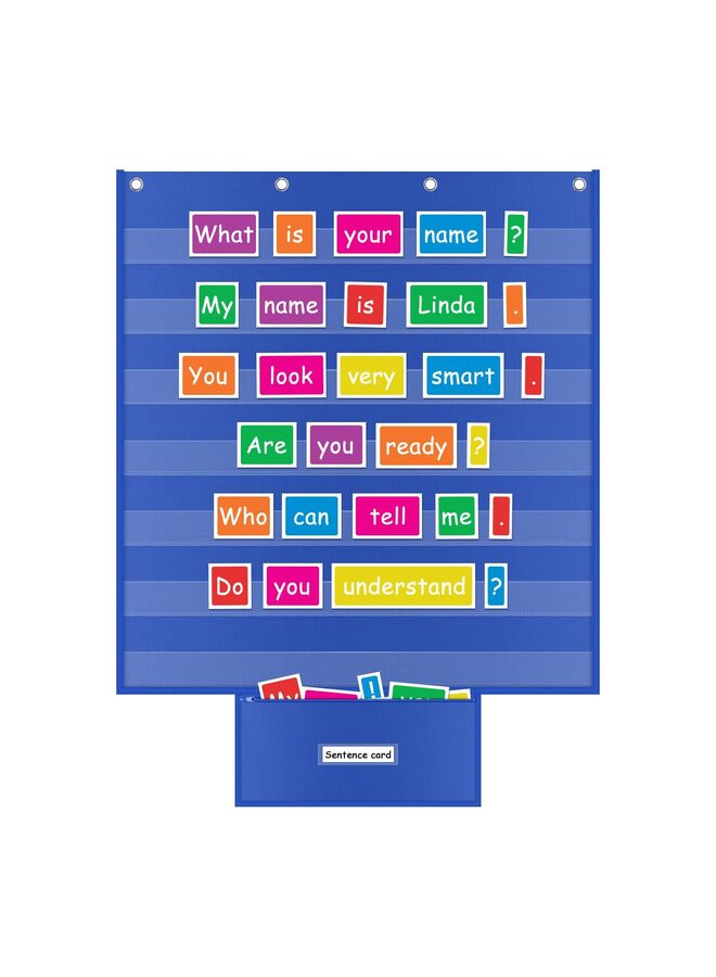 Standard Pocket Chart, 28" x 28 ", Durable Classroom Pocket Chart, Sight Words, Sentence Strip Visual Schedule, for Word Wall, Classroom, Home, School, Teaching Supplies - Image 1