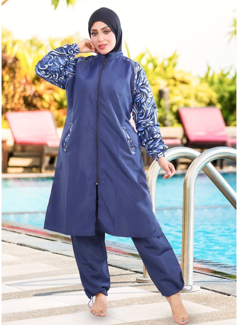 DAMAS COLLECTION 4 piece waterproof swimming suit for women with hijab-islamic swimsuit for women cover up-swimwear for muslim women-modest swimming suit for women-islamic burkini hijab . - Image 3