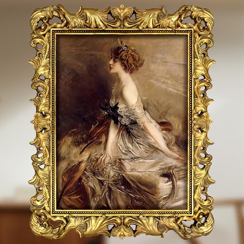 إطار صور FJXMFRAME ذهبي 11x14 إطار صور عتيق مزخرف باروكي للتعليق على الحائط يناسب 11x14 أو مقاس 8x10 مع إطار
