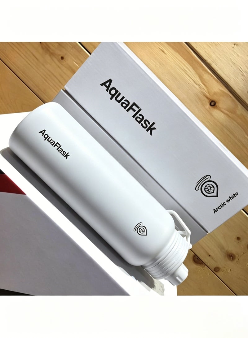 AquaFlask زجاجة ماء من الفولاذ المقاوم للصدأ معزولة، 40 أونصة/1200 مل، ترمس مزدوج الجدران للسوائل الساخنة والباردة، احتفاظ بالحرارة لمدة 12 ساعة أو البرودة لمدة 24 ساعة، خالية من BPA، للاستخدام في الصالة الرياضية والعمل - Image 5
