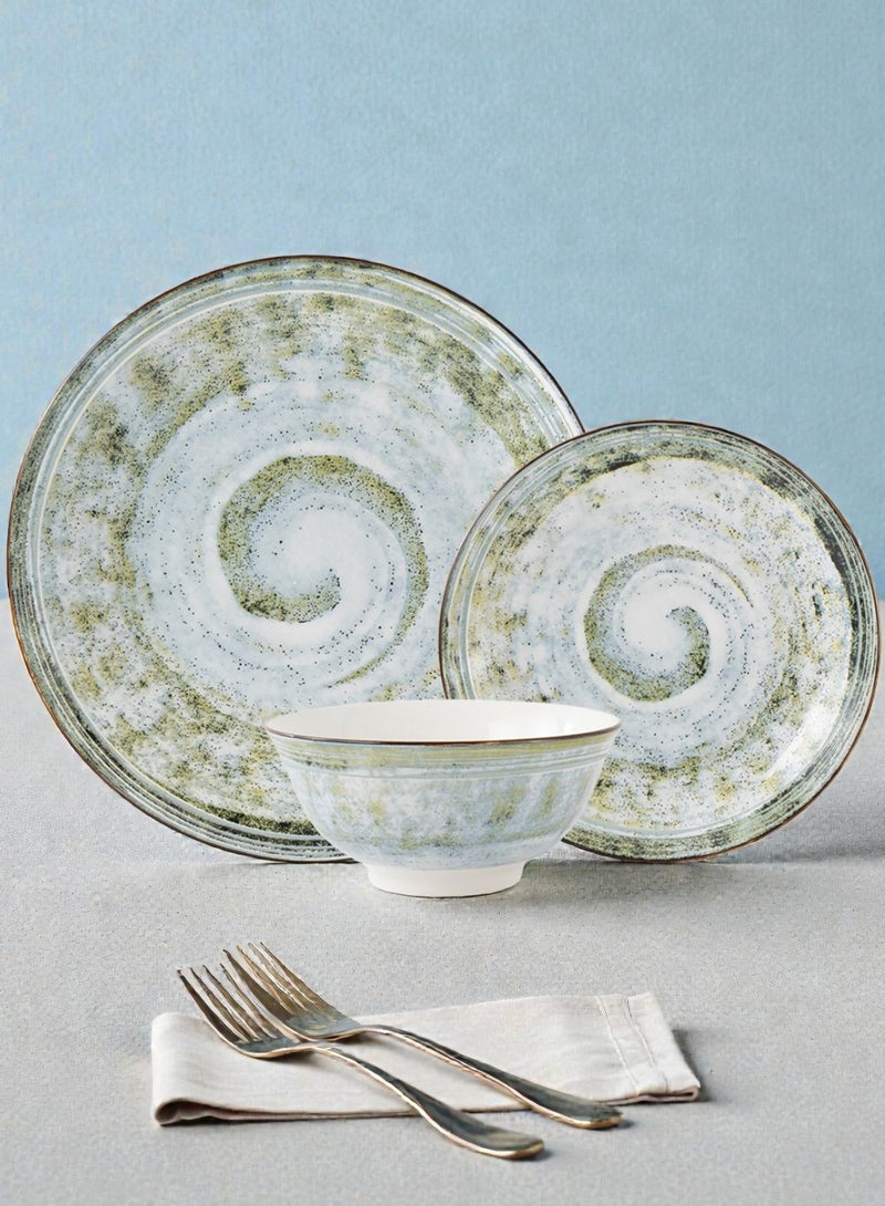 ايست من نون طقم سفرة من البورسلين مكون من 18 قطعة، يكفي 6 أشخاص، آمن للاستخدام في الميكروويف وغسالة الصحون، بتصميم محار البحر - Image 4