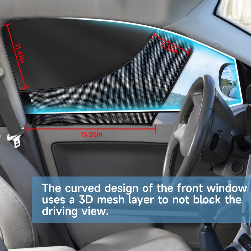 LSTRAGY 2 PCS Car Window Shades, Magnetic Double Layer Car Side Window Sun Shades with Full Shade/Half Shade, Front Window Covers for Driver,Car Accessories - Image 3