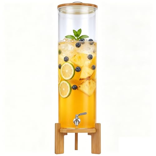 TOCLIU Beverage Dispenser 4Gallon Glass Drink Dispenser with Stand Stainless Steel Spigot Ideal for Parties Bars Restaurants 15L4 Gallon - Image 1