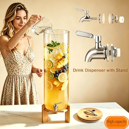 TOCLIU Beverage Dispenser 4Gallon Glass Drink Dispenser with Stand Stainless Steel Spigot Ideal for Parties Bars Restaurants 15L4 Gallon - Image 3
