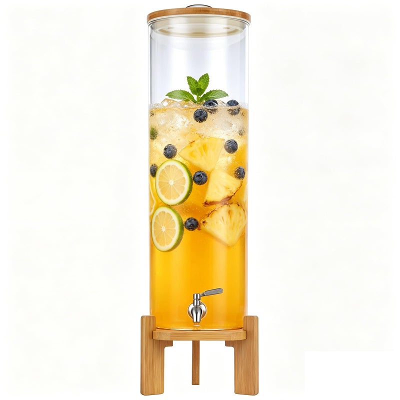 TOCLIU Beverage Dispenser 4Gallon Glass Drink Dispenser with Stand Stainless Steel Spigot Ideal for Parties Bars Restaurants 15L4 Gallon - Image 2