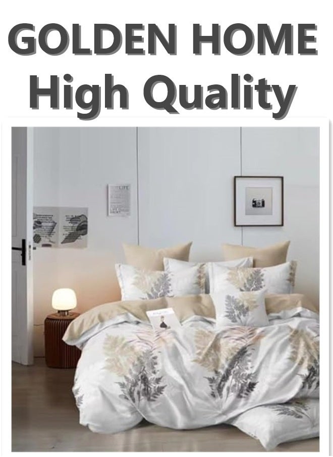 GOLDEN HOME 6 Piece King/Queen/Single size,  duvet cover set. set includes 1 Comforter Cover, 1 Fitted Bedsheet, 4 Pillowcases  - Image 1