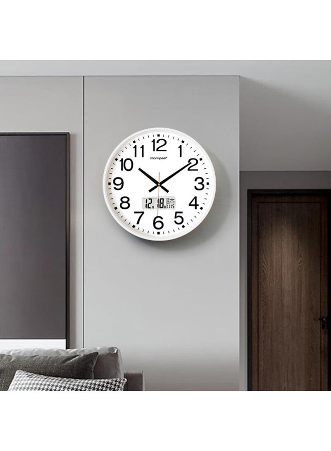 Compas Wall Clock, Living Room Quartz Clock New Model, 3439a Calendar Style, White, 41cm - Image 3