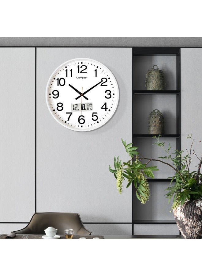 Compas Wall Clock, Living Room Quartz Clock New Model, 3439a Calendar Style, White, 41cm - Image 2