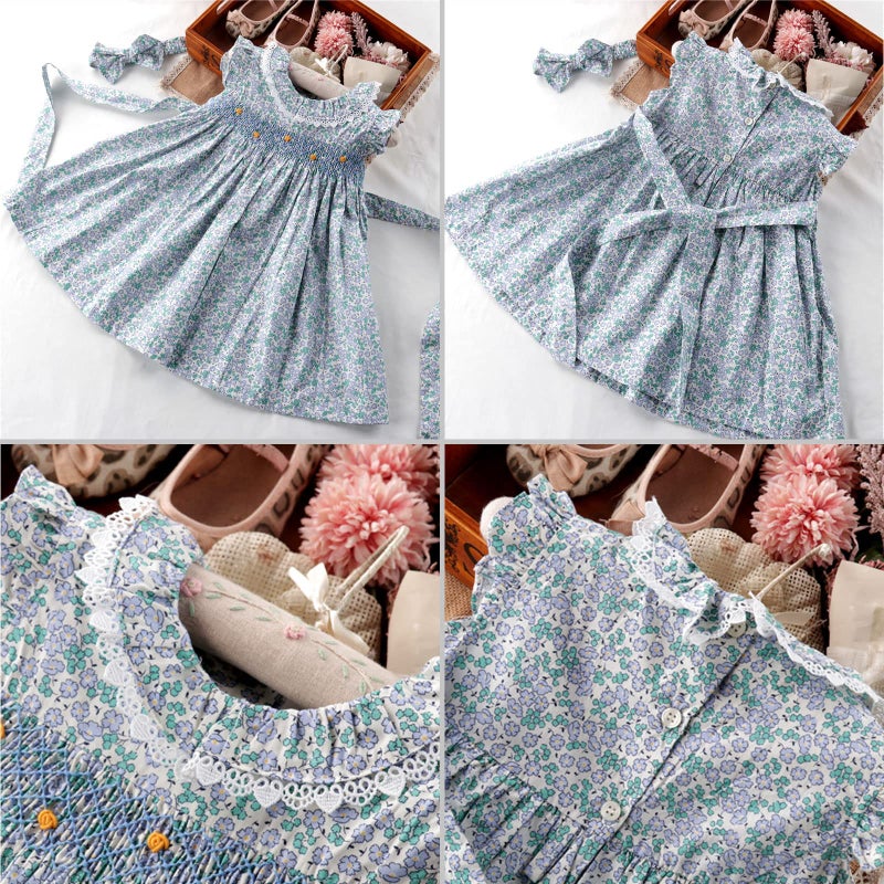 Simplee kids Baby Blue Dress Toddler Ruffled Dress Little Girls Casual Dress Playwear Sundress for Spring Summer 2T - Image 4