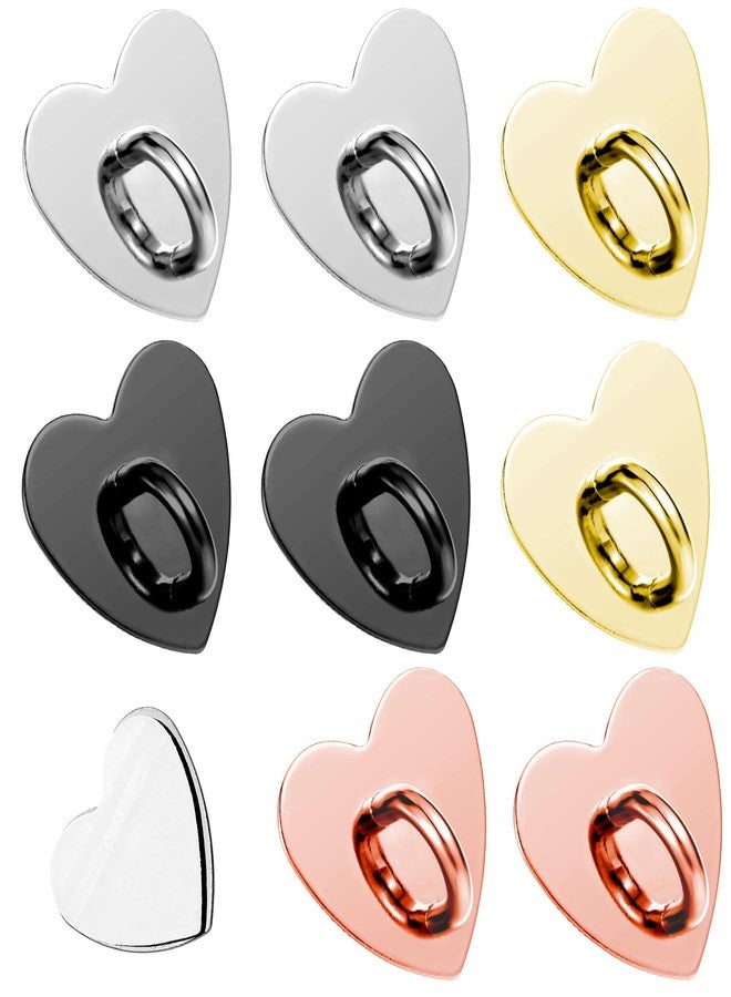 Apausvcm 8 Pcs Cell Phone Finger Ring, Adhesive Metal Phone Finger Grip Hook Heart Phone Grip Loop Stand Phone Charm Hook for DIY Phone Case Pad Tablet Supplies (Four Colors) - Image 1